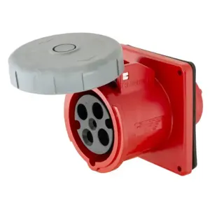 HUBBELL WIRING DEVICE-KELLEMS HBL420R7W Iec Pin And Sleeve Receptacle, Female, 20 A, 480 VAC, 3 Pole, Red | AE7YYE 6C126