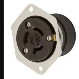 HUBBELL WIRING DEVICE-KELLEMS HBL4585 Flanged Receptacle, 15A, 250V, 2-Pole, 3-Wire Grounding | BC8RDE