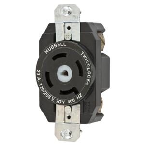 HUBBELL WIRING DEVICE-KELLEMS HBL45905 Flush Receptacle, 20A, 3-Phase, Wye 120/208VAC Only-400Hz, 4-Pole | BC7UQY