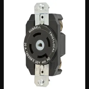 HUBBELL WIRING DEVICE-KELLEMS HBL45905 Flush Receptacle, 20A, 3-Phase, Wye 120/208VAC Only-400Hz, 4-Pole | BC7UQY