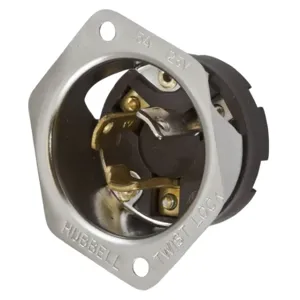 HUBBELL WIRING DEVICE-KELLEMS HBL4716 Flanged Inlet, 15A, 125V, 2-Pole, 3-Wire Grounding, Screw Terminal | AC8QAT 3D169