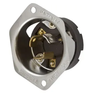 HUBBELL WIRING DEVICE-KELLEMS HBL4786 Flanged Inlet, 15A, 277VAC, 2-Pole, 3-Wire Grounding, Screw Terminal | CE6TBQ