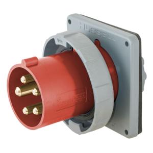 HUBBELL WIRING DEVICE-KELLEMS HBL530B7W Iec Pin And Sleeve Inlet, Male, 30 A, 277 - 480 VAC, 4 Pole, Red | AB3TQK 1VCR6
