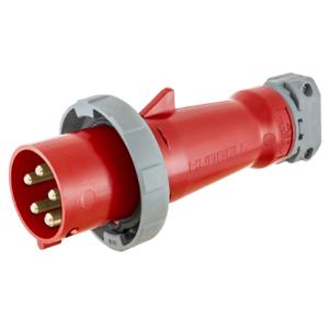 HUBBELL WIRING DEVICE-KELLEMS HBL520P7W Iec Pin And Sleeve Plug, Male, 20A, 277 - 480 VAC, Red | AC8QBB 3D178