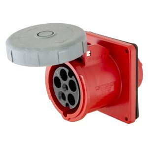 HUBBELL WIRING DEVICE-KELLEMS HBL5100R7W Iec Pin And Sleeve Receptacle, Female, 100 A, 277 - 480 VAC, 4 Pole, Red | AB3TQA 1VCP6