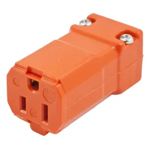 HUBBELL WIRING DEVICE-KELLEMS HBL515CVO Female Connector,Straight, 15A 125V, 5-15R, Orange, 1 Pk | BD4AUJ