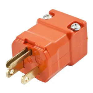 HUBBELL WIRING DEVICE-KELLEMS HBL515PVO Straight Blade Male Plug, 2-P 3-W Grounding, 15A 125V, 5-15P, Orange, 1 Pk | BD3VDD