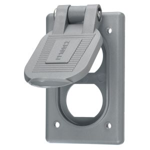 HUBBELL WIRING DEVICE-KELLEMS HBL5221 Weatherproof Cover, Corrosion Resistant, Gray, Thermoplastic | AE7ZHE 6C594