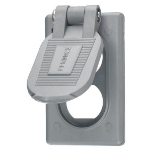 HUBBELL WIRING DEVICE-KELLEMS HBL5222 Weatherproof Cover, Gray Thermoplastic, Corrosion Resistant | AE7ZHF 6C595