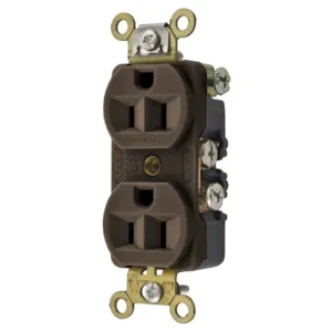 HUBBELL WIRING DEVICE-KELLEMS HBL5242 Straight Receptacle, Duplex, 15A 125V, Brown, 1 Pk | BD2GBV