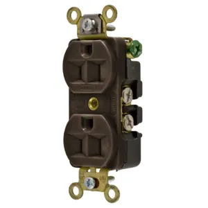 HUBBELL WIRING DEVICE-KELLEMS HBL5252 Straight Receptacle, Duplex, 15A 125V, Brown, 1 Pk | AE2YVW 5A079