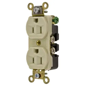 HUBBELL WIRING DEVICE-KELLEMS HBL5252I Straight Receptacle, Duplex, 15A 125V, Ivory, 1 Pk | AD6RNQ 4A252