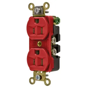 HUBBELL WIRING DEVICE-KELLEMS HBL5252R Straight Receptacle, Duplex, 15A 125V, Red, 1 Pk | AC2MHZ 2LBV8