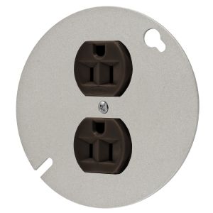 HUBBELL WIRING DEVICE-KELLEMS HBL5253 Straight Receptacle, Duplex, 15A 125V, Brown, 1 Pk, 4 Inch Round Cover | BD3HTA
