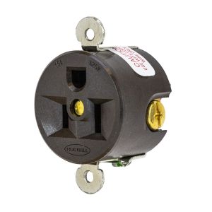 HUBBELL WIRING DEVICE-KELLEMS HBL5258 Straight Receptacle, 15A 125V, 5-15R, Brown, 1 Pk, Short Strap | BD4HXP