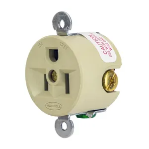 HUBBELL WIRING DEVICE-KELLEMS HBL5258I Straight Blade Receptacle, 2-P 3-W Grounding, 15A 125V, 5-15R, Ivory, 1 Pk | AB9NEX 2EAV2