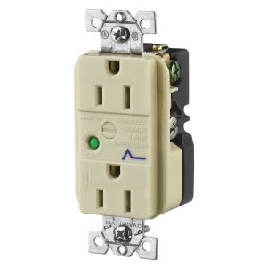 HUBBELL WIRING DEVICE-KELLEMS HBL5260ISA Duplex Receptacle, With Light, 15A, 125V, Ivory | AC8QBD 3D183