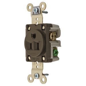 HUBBELL WIRING DEVICE-KELLEMS HBL5261 Straight Receptacle, 15A 125V, 5-15R, Brown, 1 Pk | AB4CXC 1X987