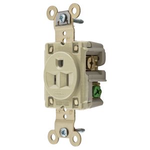 HUBBELL WIRING DEVICE-KELLEMS HBL5261I Straight Receptacle, 15A 125V, 5-15R, Ivory, 1 Pk | AE7LEV 5Z813