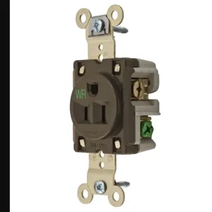 HUBBELL WIRING DEVICE-KELLEMS HBL5261WR Straight Receptacle, 15A 125V, 2- Pole 3-Wire Grounding, 5-15R, Brown, 1 Pk | BD2TEF