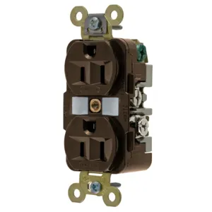 HUBBELL WIRING DEVICE-KELLEMS HBL5262 Straight Receptacle, Duplex, 15A 125V, Brown, 1 Pk | AE7QZH 6A666