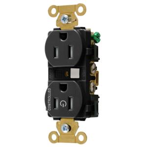 HUBBELL WIRING DEVICE-KELLEMS HBL5262C1BLKTR Straight Receptacle, 15A, 125V, 2P - 3W, Black | CE6QWH