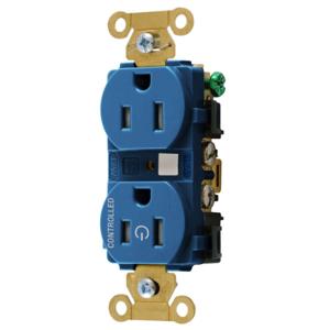 HUBBELL WIRING DEVICE-KELLEMS HBL5262C1BLTR Straight Receptacle, 15A, 125V, 2P - 3W, Blue | CE6QWJ