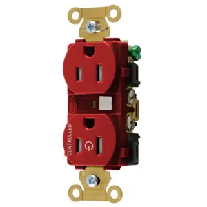 HUBBELL WIRING DEVICE-KELLEMS HBL5262C1RTR Straight Receptacle, 15A, 125V, 2P - 3W, Red | CE6QWN