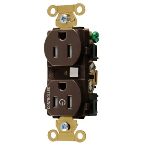 HUBBELL WIRING DEVICE-KELLEMS HBL5262C1TR Straight Receptacle, 15A, 125V, 2P - 3W, Brown | CE6QWP