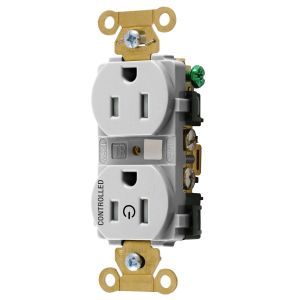 HUBBELL WIRING DEVICE-KELLEMS HBL5262C1WHITR Straight Receptacle, 15A, 125V, 2P - 3W, White | CE6QWQ