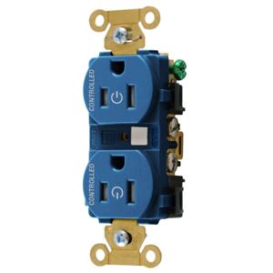 HUBBELL WIRING DEVICE-KELLEMS HBL5262C2BLTR Straight Receptacle, 15A, 125V, 2P - 3W, Blue | CE6QWT
