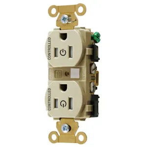 HUBBELL WIRING DEVICE-KELLEMS HBL5262C2ITR Straight Receptacle, 15A, 125V, 2P - 3W, Ivory | CE6QWV