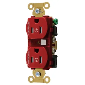 HUBBELL WIRING DEVICE-KELLEMS HBL5262C2RTR Straight Receptacle, 15A, 125V, 2P - 3W, Red | CE6QWX