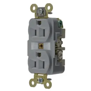 HUBBELL WIRING DEVICE-KELLEMS HBL5262GY Straight Receptacle, Duplex, 15A 125V, Gray, 1 Pk | AE7ZHJ 6C599