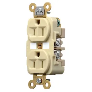 HUBBELL WIRING DEVICE-KELLEMS HBL5262I Straight Receptacle, Duplex, 15A 125V, Ivory, 1 Pk | AE7QZJ 6A667