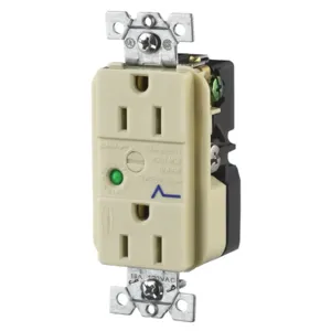 HUBBELL WIRING DEVICE-KELLEMS HBL5262ISA Duplex Receptacle, 15A 125V, Blue, With Light And Alarm | BC8MJJ