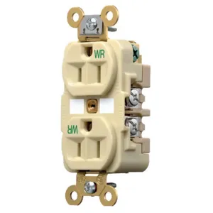 HUBBELL WIRING DEVICE-KELLEMS HBL5262IWR Straight Receptacle, Duplex, 15A 125V, Ivory, 1 Pk | AC2ALC 2HED8