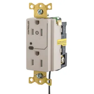 HUBBELL WIRING DEVICE-KELLEMS HBL5262LC1LA Logic Load Control Receptacle, Split Circuit, 15A, 125V, 2-Pole, Light Almond | BD4HYW