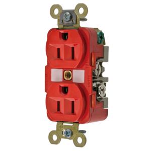 HUBBELL WIRING DEVICE-KELLEMS HBL5262R Straight Receptacle, Duplex, 15A 125V, Red, 1 Pk | BD2YHH