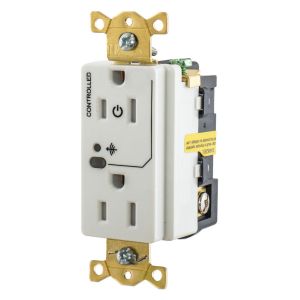 HUBBELL WIRING DEVICE-KELLEMS HBL5262RFC1W Wireless Switched Receptacle, Split Circuit, 15A, 125V, 2-Pole, White | BD4QCP