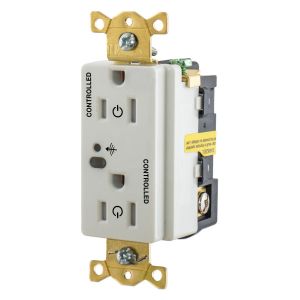 HUBBELL WIRING DEVICE-KELLEMS HBL5262RFC2 Wireless Switched Receptacle, Fully Controlled, 15A, 125V, 2-Pole, Brown | BD4PRG