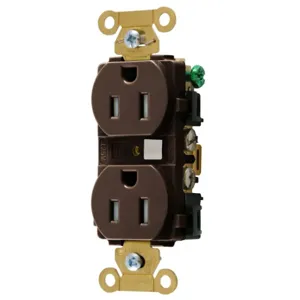 HUBBELL WIRING DEVICE-KELLEMS HBL5262TR Straight Receptacle, Duplex, 15A 125V, Brown | BD3XUX