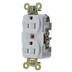 HUBBELL WIRING DEVICE-KELLEMS HBL5262W Straight Receptacle, Duplex, 15A 125V, White, 1 Pk | AE7ZHK 6C600