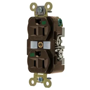 HUBBELL WIRING DEVICE-KELLEMS HBL5262WR Straight Receptacle, Duplex, 15A 125V, Brown, 1 Pk | AC2ALE 2HEE1