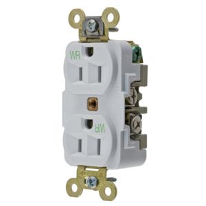 HUBBELL WIRING DEVICE-KELLEMS HBL5262WWR Gerade Steckdose, Duplex, 15 A 125 V, Weiß, 1 Pk | AC2ALF 2HEE2