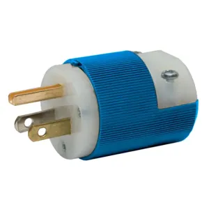 HUBBELL WIRING DEVICE-KELLEMS HBL5266CBL Straight Blade Male Plug, 15A 125V, 5-15P, Blue And White, 1 Pk | CE6QYD