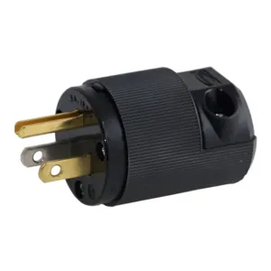 HUBBELL WIRING DEVICE-KELLEMS HBL5266EBK Straight Blade Male Plug, 2-P 3- W Grounding, 15A 125V, 5-15P, Black, 1 Pk | BC9CNG