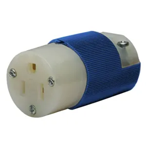 HUBBELL WIRING DEVICE-KELLEMS HBL5269CBL Female Connector, Straight, 15A 125V, 5-15R, Blue And White, 1 Pk | CE6QYF