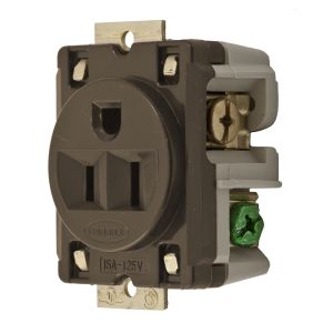 HUBBELL WIRING DEVICE-KELLEMS HBL5284 Straight Receptacle, 15A 125V, 5-15R, Brown, 1 Pk | BC9CPX
