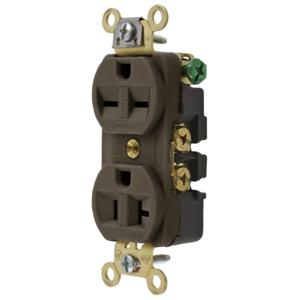 HUBBELL WIRING DEVICE-KELLEMS HBL5292 Straight Blade Receptacle, 2-P 3-W, 15A 125V/250V, 5-15R/6-15R, Brown | BC9LCL